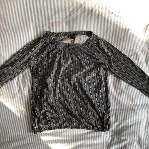 Ralph Lauren Jeans Co 3/4 Sleeve Blouse Blue/Cream Size M